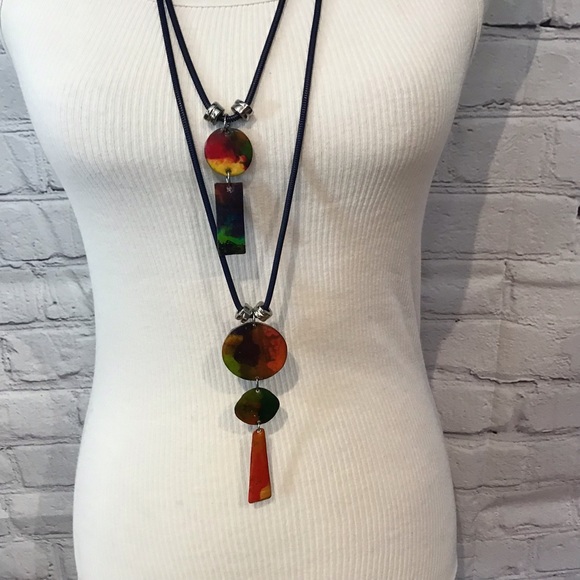 TRESKA COLORFUL POLISHED CORD LONG NECKLACE NWT - Picture 4 of 6